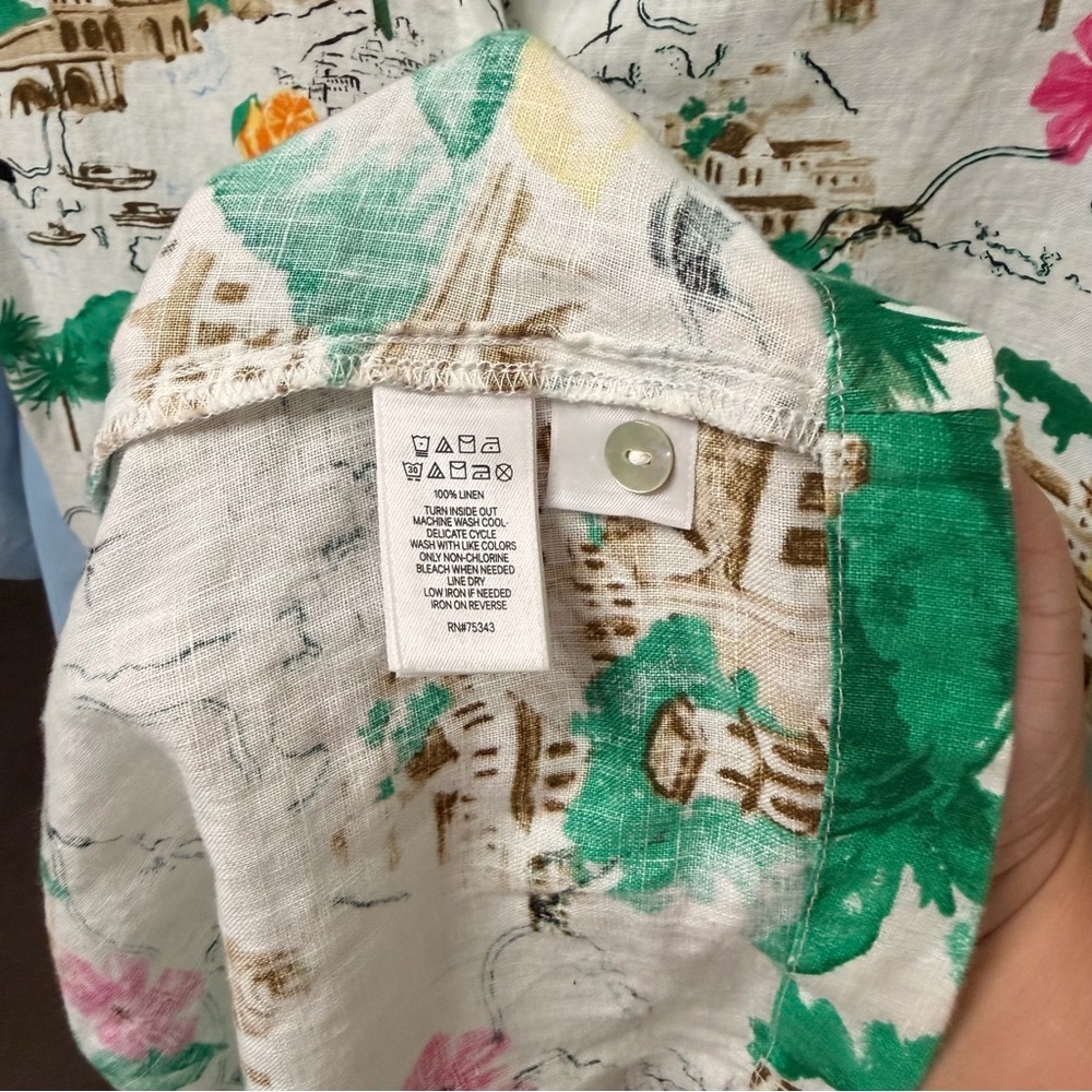 Cynthia Rowley 100% Linen Amalfi Coast Novelty Print Tiered Dress Small Boho - Picture 8 of 9